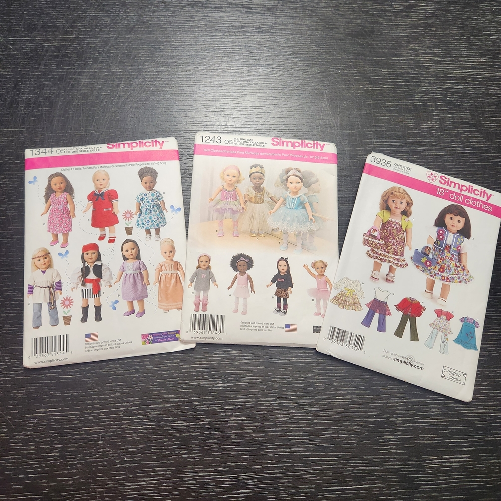 Simplicity Doll Clothes Pattern Set with Pink Accents